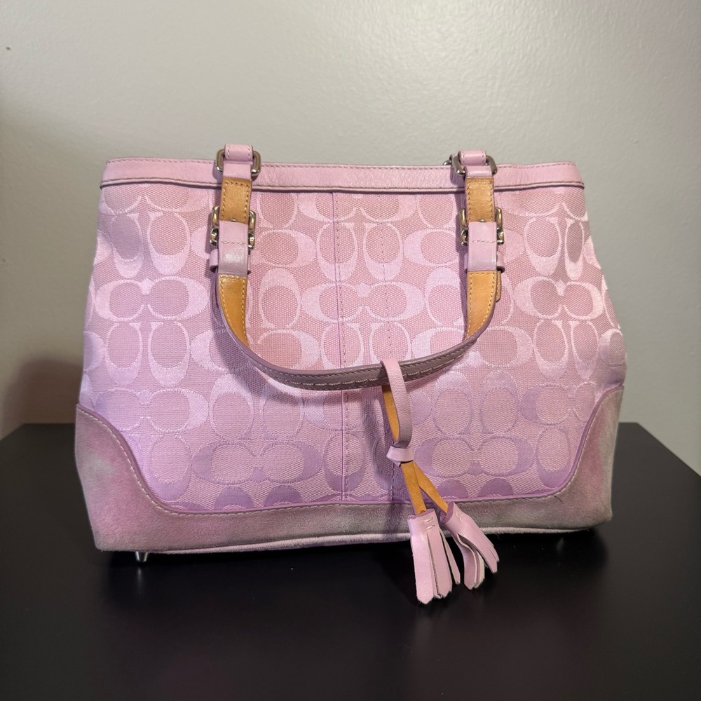 Rare COACH Shoulder Bag Signature Pink A4 Compatible 9a